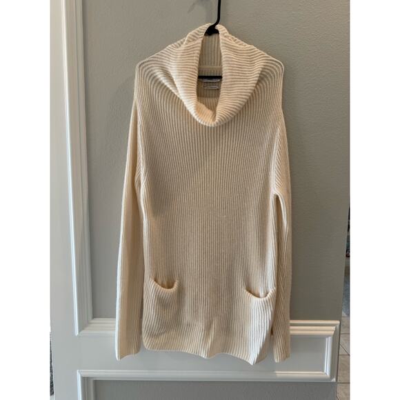 Vince Sweaters - Vince 100% Cashmere Long Sleeve Cowl Neck Ribbed Tunic Ivory Sweater Size M